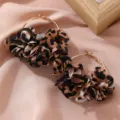 Leopardenmuster Stoff Blume Creolen Süß Stil Legierung Große Kreis Ohrringe Schmuck Damen - Leopardenprint