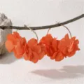 Schicke orange Stoffblumen Creolen für Damen, modische Legierung große Kreis Ohrringe. - Orange