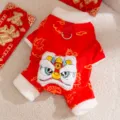 Red Chinese lion pet winter warm clothes cute puppy dog apparel thick fleece costume coat - S / Set / Red Lion Dance Crossbody Bag