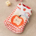 Cute winter pet dog warm cotton coat with red plaid, lovely strawberry collar and cartoon bear. - Red Plaid Apple