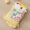 Autumn winter warm pet dog vest cute rabbit pocket fleece lined cat clothes apparel - Yellow Plaid Bunny