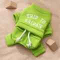 Green fleece dog four-legged hoodie autumn winter warm pet apparel for small dogs cats - XS / Dian Green