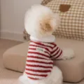 Winter warme Hundekleidung rot weiß gestreiftes Fleece Haustier Outfit für kleine Hunde Katzen - Rote Streifen