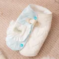 Cute quilted pet winter vest with plaid pocket and D-ring, warm fleece lined cat dog clothes - Blue and White Contrast
