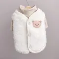Warm fleece hondenvest schattig berenontwerp comfortabele winterkleding voor kleine honden katten - XS / Boven- En Onderstuk / [2-delige set] Wit vest + bruin ondershirt