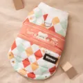 Warme karo Haustierweste für kleine Hunde und Katzen, Winter Steppmantel mit D-Ring Leine. - XS / Sonniges Orange