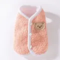 Roze fleece huisdier vest met beren patch, warme winter hondenkleding voor kleine honden katten. - XS (Aanbevolen gewicht 0,5-1,5 kg) / Camisole / Roze Vest