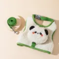 Garniture verte ensemble harnais et laisse polaire blanche avec joli design d'ours pour animaux. - M / Laisse pour animal / Panda Mignon
