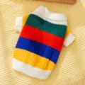 Bunte gestreifte Haustier Hundepullover warme Winter Haustierbekleidung für kleine Hunde Katze - S (Empfohlenes Gewicht 1,5-2,5 kg) / Einfacher Regenbogen Pullover / Regenbogen
