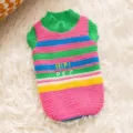 Bunt gestreifter Hundepullover aus Strick für kleine Hunde und Katzen, warme Haustierkleidung. - S (Empfohlenes Gewicht 1,5-2,5 kg) / Rosa Farbiger Sand Pullover / Rosa