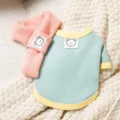 Haustier Winter Fleecekleidung und Strickschal Set, süßer Bär Etikett Hundekleidung. - M / Grün