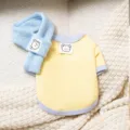 Hübsches Haustier Hund Winter Fleece Kleidung Set mit passendem Schal für Welpen Outfit - S (Empfohlenes Gewicht 1,5-2,5 kg) / Gelbes Bären-Unterhemd-Set / Gelb