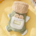 Grüner gesteppter Haustier Daunenanzug mit flauschigem Kragen und Hasenohren Tasche Hunde - 2XL / Glückliches Grün