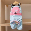 Wasserdichte Hunde Latzhose Winddichter Haustier Jumpsuit Blau Rosa Welpen Outdoor Bekleidung - XS / Latzhose / Blau und Rosa