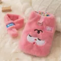 Niedliches rosa Plüsch Haustierkleidung Set mit Schals, warme Winter Hundebekleidung. - XS (Empfohlenes Gewicht 0,5-1,5 kg) / Wattierte Jacke / Rosa