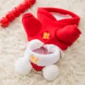 Chaleco con capucha de invierno cálido para perros rojo con pompones de felpa y diseño festivo. - S / Tops / Doble Fu rojo (Buena fortuna)