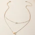 Doppellagige goldene Halskette mit Perle und Buchstabe J Anhänger für Damen Modeschmuck - Buchstabe J Stil (NZ2456-J) / Gold