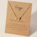 Goldene Jungfrau Sternzeichen Halskette auf brauner Karte, elegante Astrologie Schmuck für Frauen. - Jungfrau