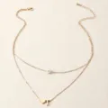 Zweilagige goldene Halskette mit Perle und Buchstabe T Anhänger für Damen Modeschmuck - Buchstabe T Stil (NZ2456-T) / Gold