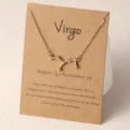 Sternbild Virgo Strass Halskette mit brauner Displaykarte, elegante goldene Kette für Damen. - Jungfrau / Gold