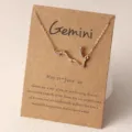 Gemini Sternbild Strass Halskette mit dekorativer Kraftpapier Karte für Damen Modeschmuck - Zwillinge / Gold