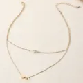 Goldene doppelte Halskette mit Perle und Anfangsbuchstabe N Herz Anhänger schickem Schmuck - Buchstabe N Stil (NZ2456-N) / Gold