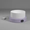 Heated Pet Water Bowl Purple Base White Fluted Ceramic Constant Temperature Pet Feeder - White Bowl + Purple Heating Base; 450ML