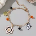 Braccialetto con ciondoli di Halloween con fantasmi ragnatele e perline per le donne. - Catena in Metallo Fantasma Ragnatela (BZ2112)