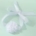 Elegante pulsera de flor con cinta blanca para boda dama de honor accesorios de fiesta. - Estilo Camelia con Cinta (BZ1635) / Blanco