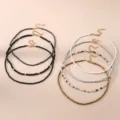 Bohemian seed bead choker necklace set multi strand fashion collar jewelry for women - Black Series Mix