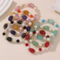 Handgemachte bunte Perlenarmband Set mit künstlichen Perlen und Edelsteinperlen Damen. - Multicolor-Serie (7-teiliges Set)
