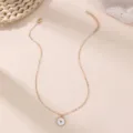 Goldene Kettenhalskette mit weißem Emaillierten runden Herzanhänger Modeschmuck Damen - Rundes Herz (NZ3378xiaoaixin)