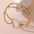 Elegantes goldenes Metall geometrisches Kettenglied Armband Damen Modeschmuck Accessoire. - Geometrische Kette Hohl Stil (BZ2152-H)