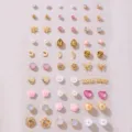 30 Paare Gold Ohrstecker Set Perle Kristall Herz Blume Geometrisch Modeschmuck Damen - Kombinationsstil (EZ5357)