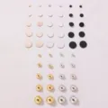 Set aus mehreren Paaren minimalistischer geometrischer runder Ohrstecker in Metallfarben. - Kombinationsstil (EZ5358)
