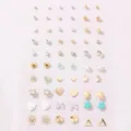 30 Paar süße Ohrstecker Set mit Perlen, Kristallen, Herzen und geometrischen Formen Damen. - Kombinationsstil (EZ5390)