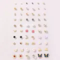 Niedliches Ohrring-Set mit Perlen und Strasssteinen, minimalistischer geometrischer Ohrschmuck. - Kombinationsstil (EZ5391)