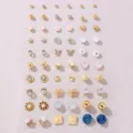 30 Paar Ohrstecker Set kleine exquisite Kristall Perle geometrisch Herz Damen Schmuck - Kombinationsstil (EZ5394)