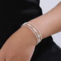 Mehrlagiges Strass Perlen Armband Elegante Offene Manschette Armreif Schmuck Damen - Mehrschichtige Krallenkette Offener Stil (BZ1971) / Silber