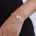 Elegantes silbernes Strass-Armband mit doppelten Kristallsteinen für Damen Mode Alltag. - Mehrschichtige Krallenkette Offener Stil (BZ1978) / Silber