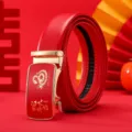 Cintura uomo pelle rossa fibbia automatica variante anno del serpente regalo festivo - Anno del serpente propizio - rosso