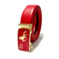 Cintura da uomo in pelle rossa fibbia automatica anno del cavallo regalo festivo - Stile Anno del Cavallo