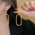 Minimalist gold geometric drop earrings for women, chic modern metal dangle earrings stylish. - 59# O-Shape