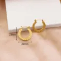 Pendientes de aro chapados en oro de acero inoxidable con diseño geométrico 22x23mm - Pendientes de Aros Griegos Geométricos / EDA15