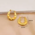 Pendientes de aro de acero inoxidable dorado con cruz, joyería de moda 24x22mm para mujer. - Pendientes de Aro Anchos Texturizados con Cruz / EDA12