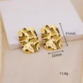 Orecchini geometrici irregolari in acciaio inossidabile dorato con design testurizzato per donne. - Stile Plissettato Geometrico (EDB14) / Oro