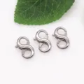 Metal S-shape spring snap hooks for DIY jewelry making, keychains, and bag accessories. - Polished Silver