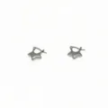 Pendientes de aro de estrella de acero inoxidable plateado pequeños para mujeres. - Estrella / Color acero
