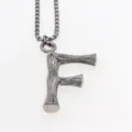 Collier pendentif lettre F en acier inoxydable avec chaîne à billes, bijoux style hip-hop. - Lettre F