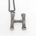 Collier pendentif lettre H en acier inoxydable style hip-hop avec chaîne perlée tendance. - Lettre H